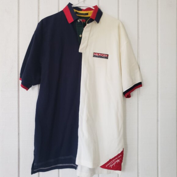 Rare Vintage Tommy Hilfiger Sailing Gear Color Block Polo - Med - Picture 1 of 7
